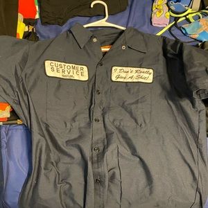Novelty service worker button up shirt